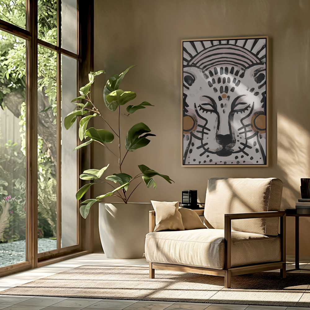 Canvas schilderi - Tiger (Light Version) in de woonkamer