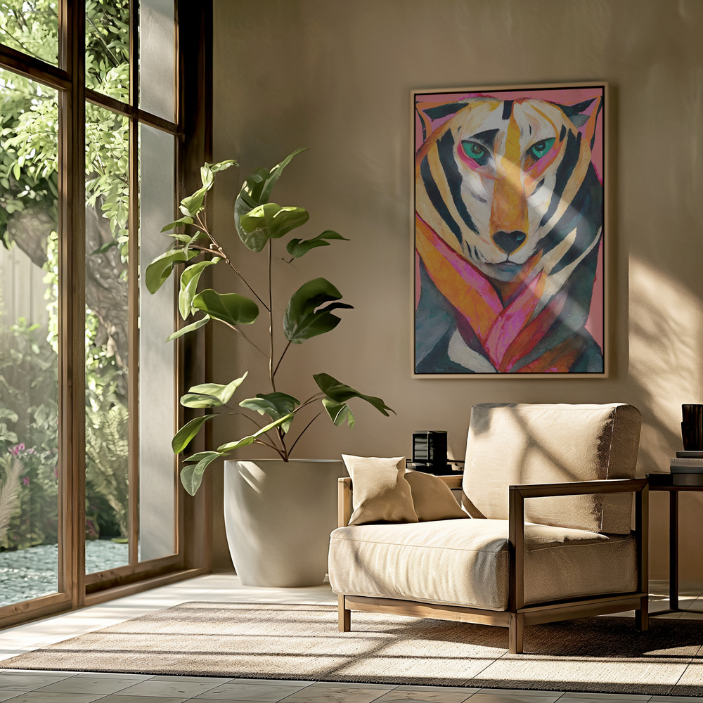 Canvas print - The Tiger in the livingroom
