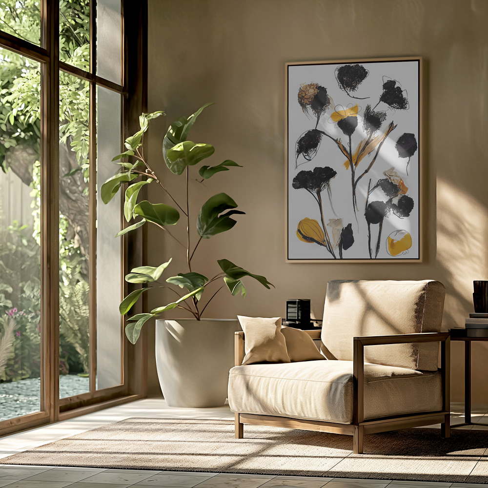 Obraz na płótnie - Black Dry Flowers in the livingroom