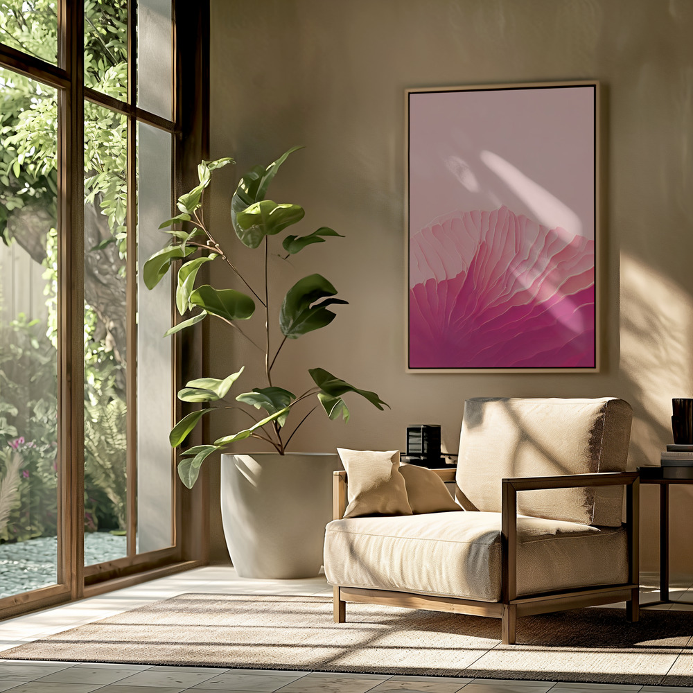 Lærred - Pink Coral i stuen