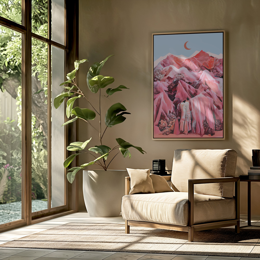 Canvas print - Textile Mountains in the livingroom