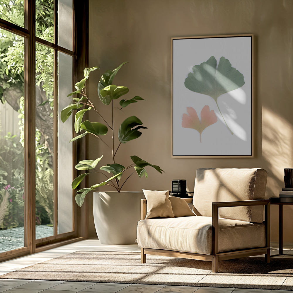 Obraz na płótnie - Pastel Ginkgo w salonie