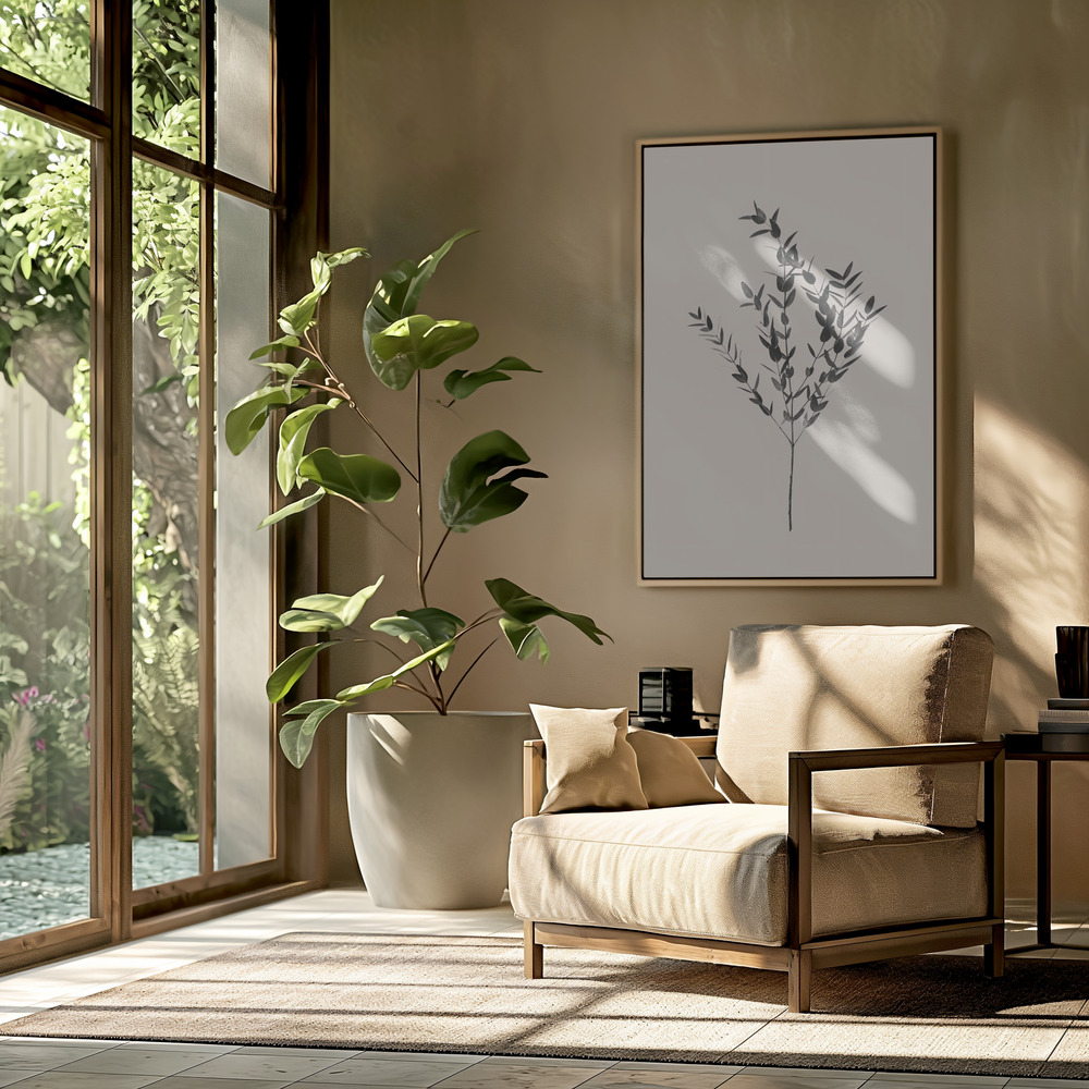Canvas print - Inky Botanical in the livingroom