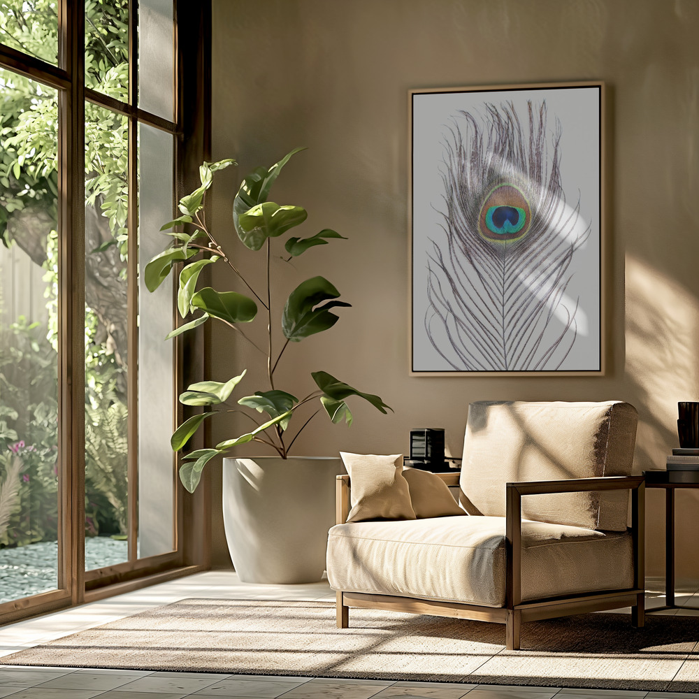 Canvas schilderi - Peacock Feather in the livingroom