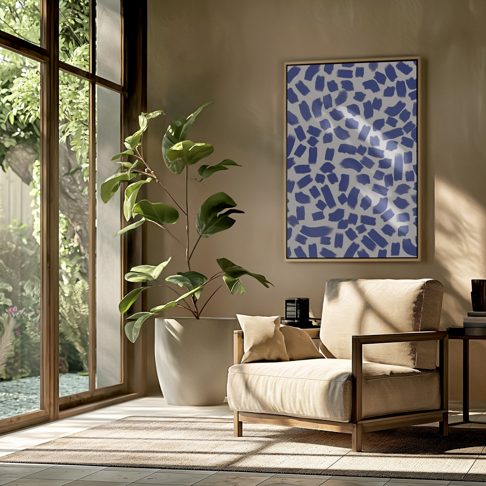 Canvas print - Blue Strokes Pattern in the livingroom