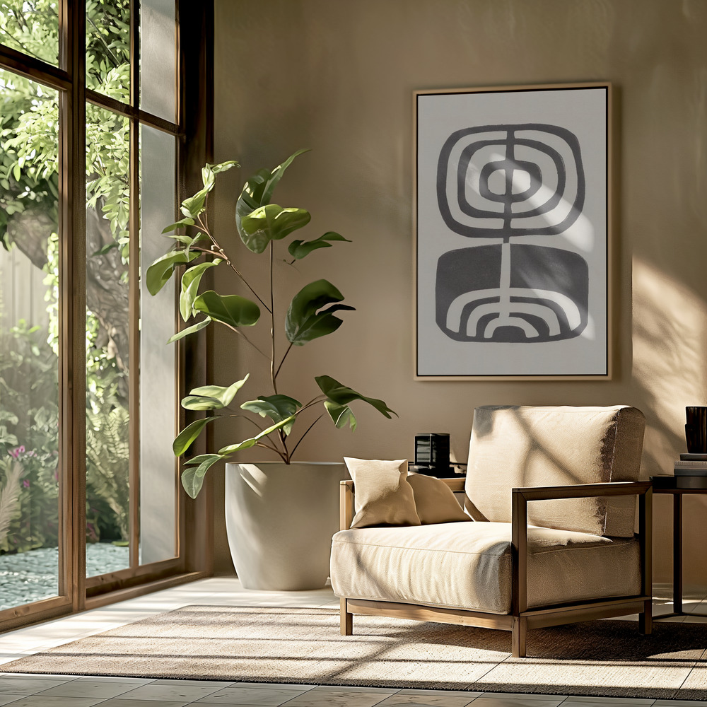 Canvas schilderi - Modern Plant / Lino Print in de woonkamer