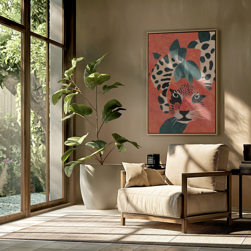 Canvas schilderi - Hiding Leo in de woonkamer