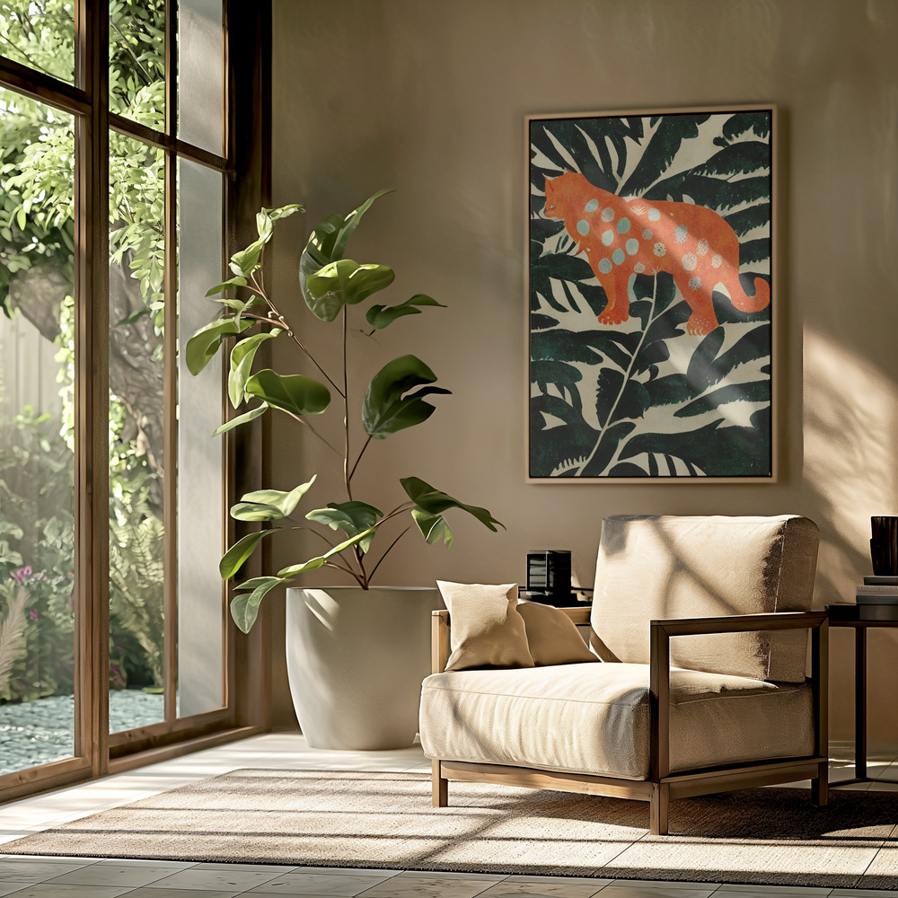 Canvas schilderi - Tiger In The Jungle in de woonkamer
