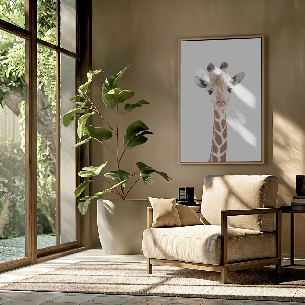 Obraz na płótnie - Baby Giraffe w salonie