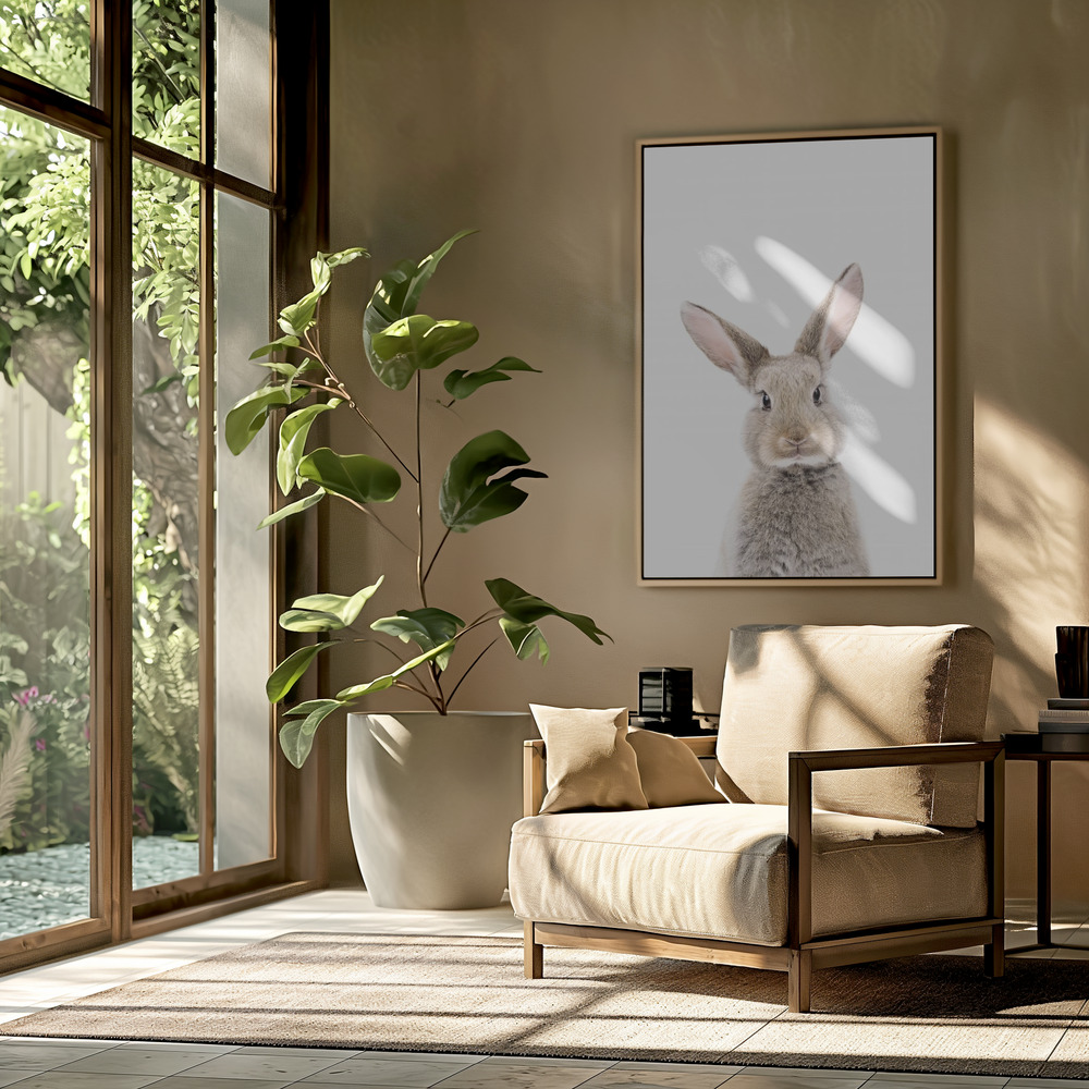 Lienzo - Baby Rabbit en el salón
