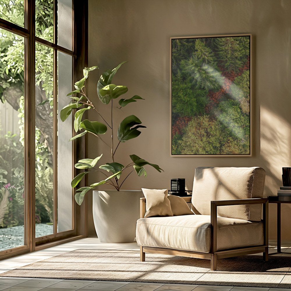 Canvas schilderi - La route de la forêt in de woonkamer