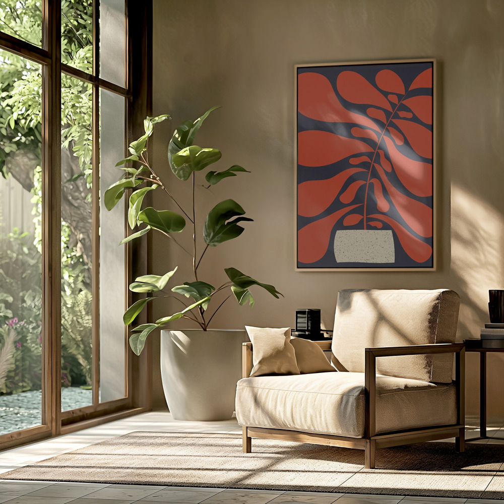 Canvas taulu - Lazy Plant #1 olohuoneessa