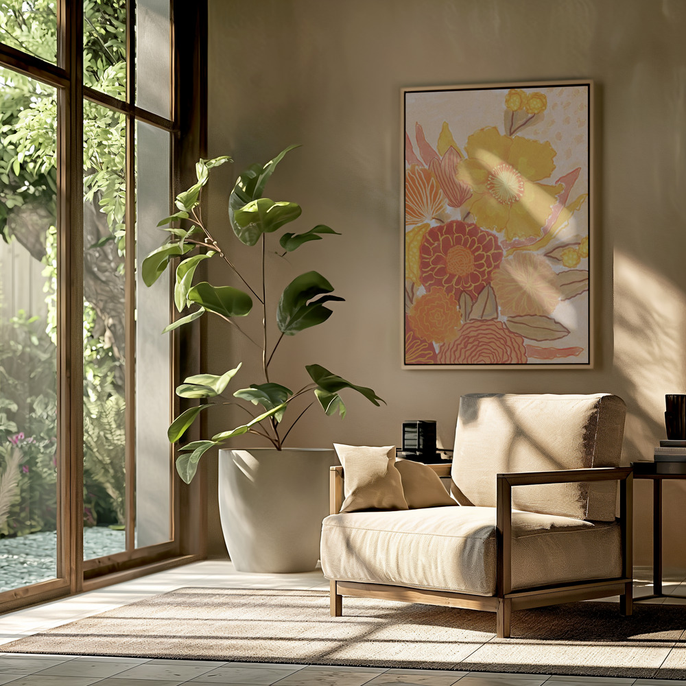 Canvas schilderi - Magic Bouquet in de woonkamer