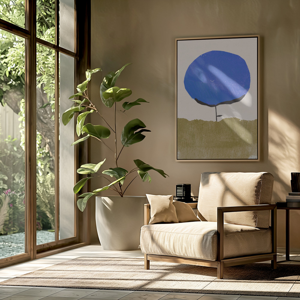 Canvas taulu - Blue Flower olohuoneessa
