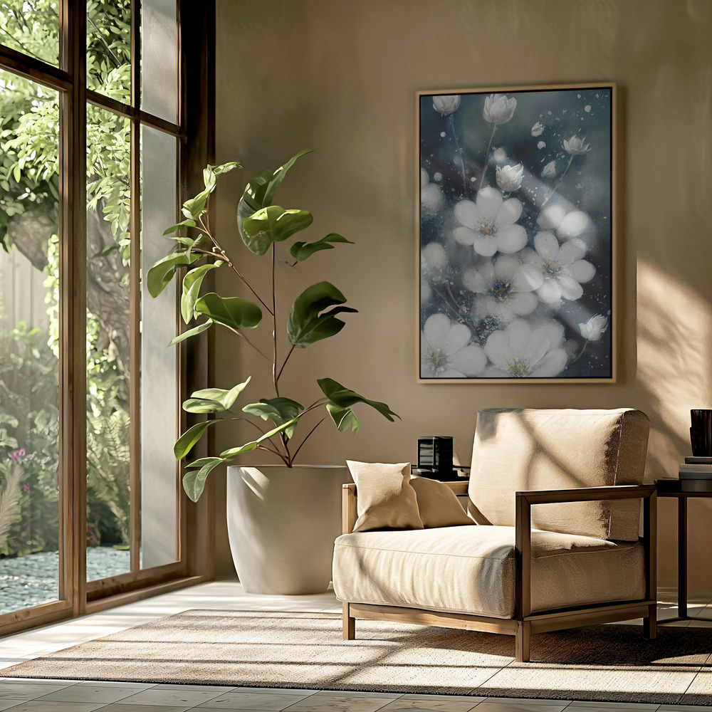 Canvas taulu - Frozen Flowers olohuoneessa