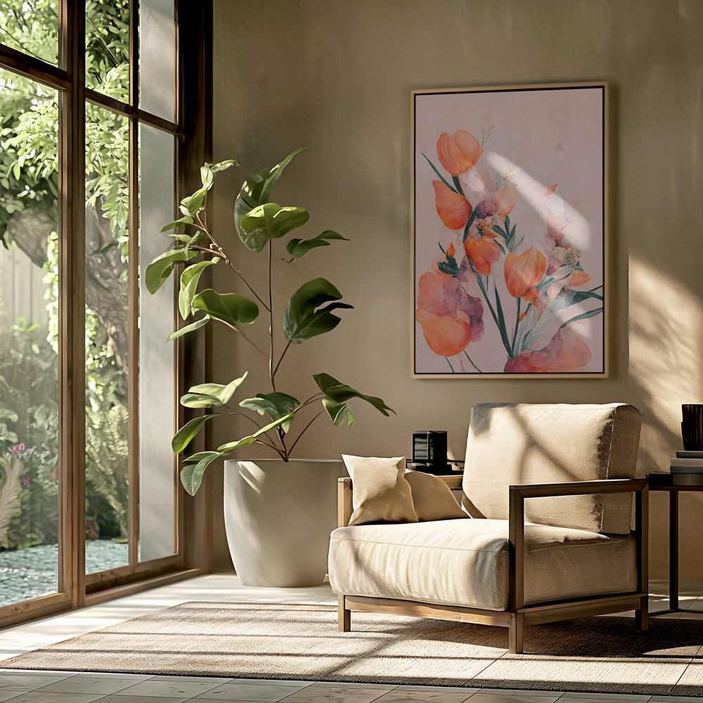 Canvas schilderi - Orange Tulips in de woonkamer