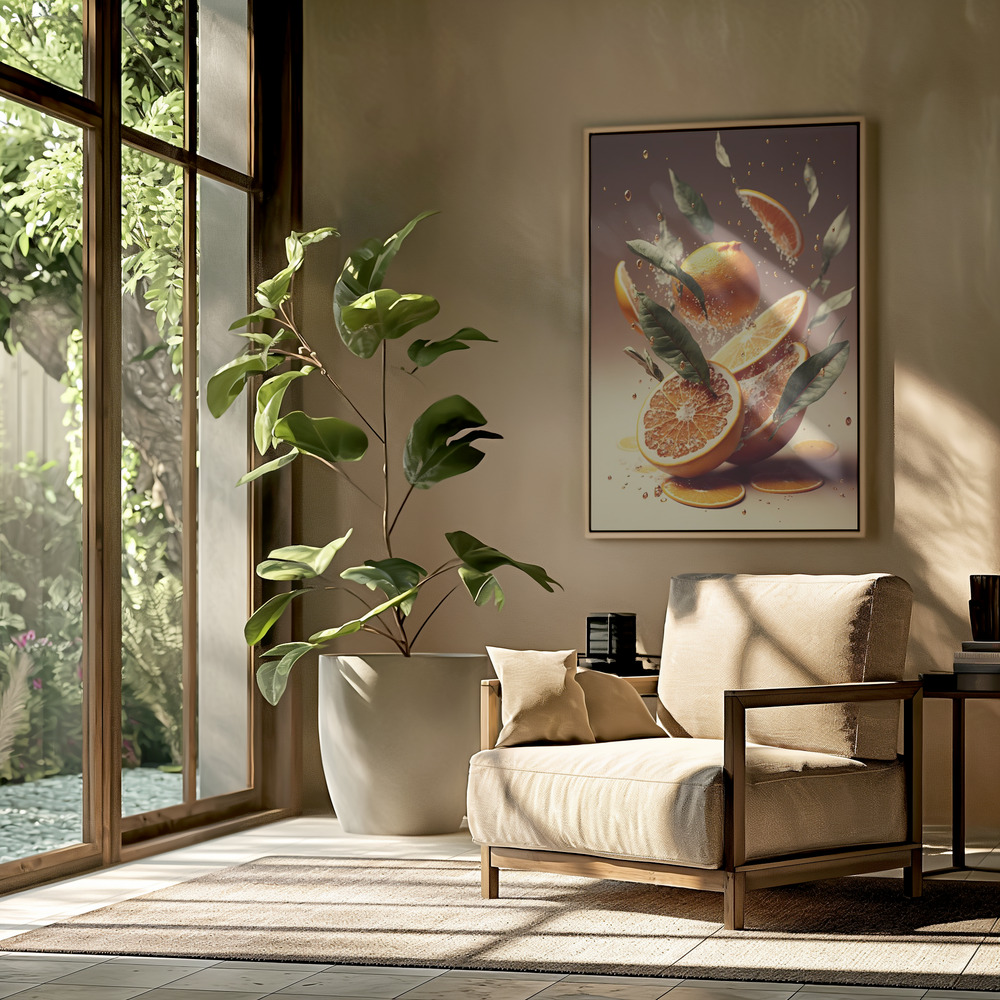 Canvas schilderi - Fresh Oranges in de woonkamer
