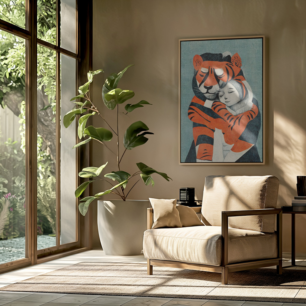 Canvas print - My Tiger And Me in the livingroom