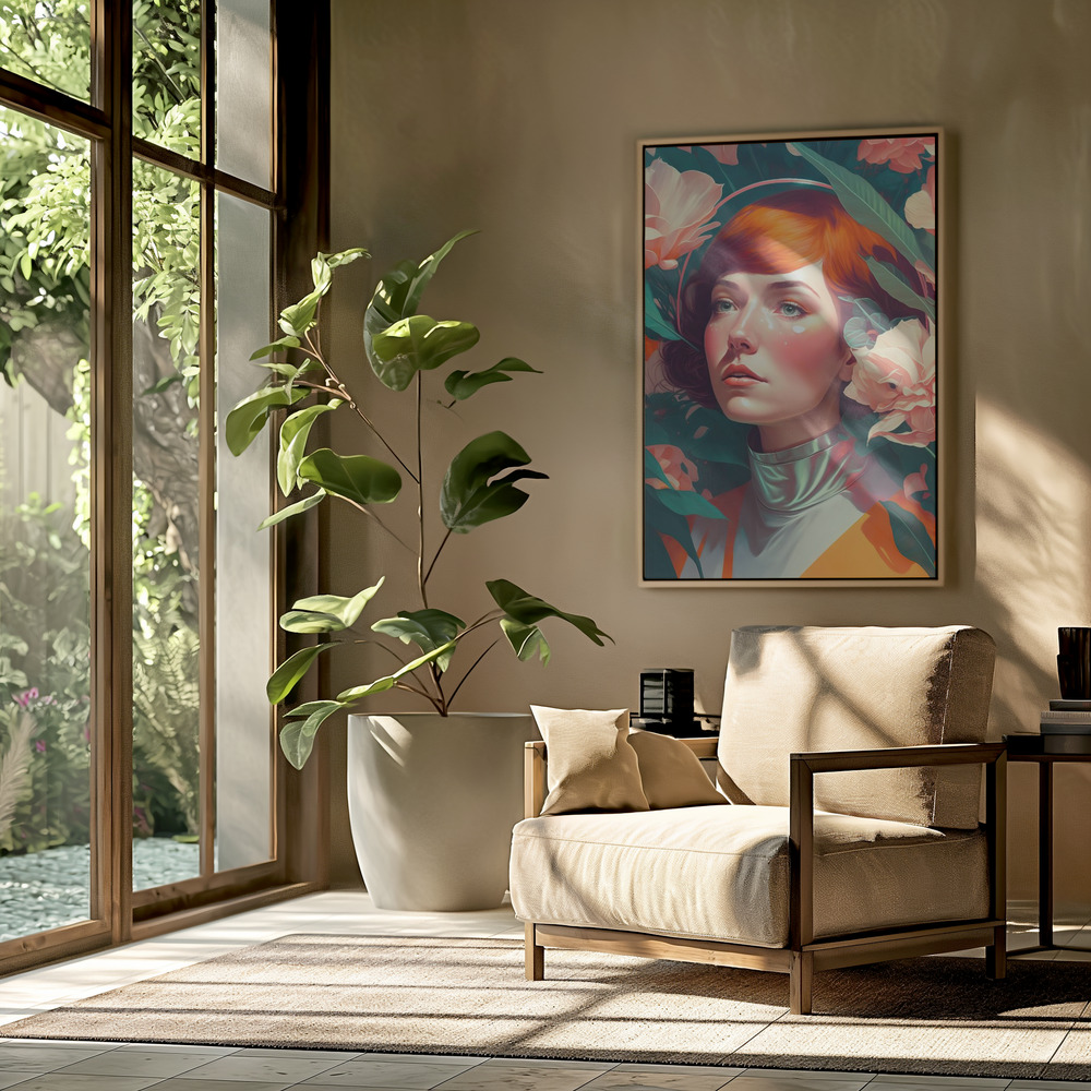 Canvas print - Retro Future Portrait in the livingroom