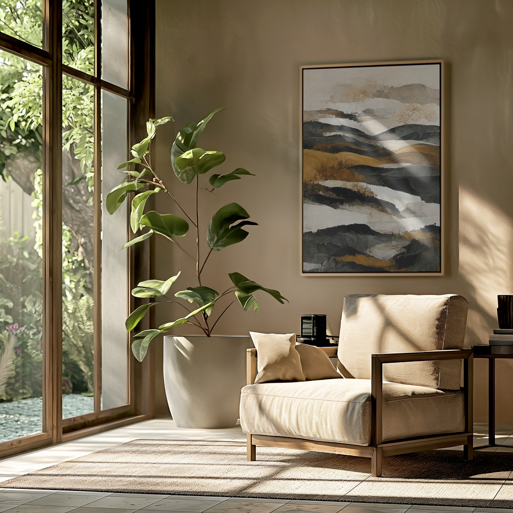 Canvas print - Ochre And Beige Mountains in the livingroom
