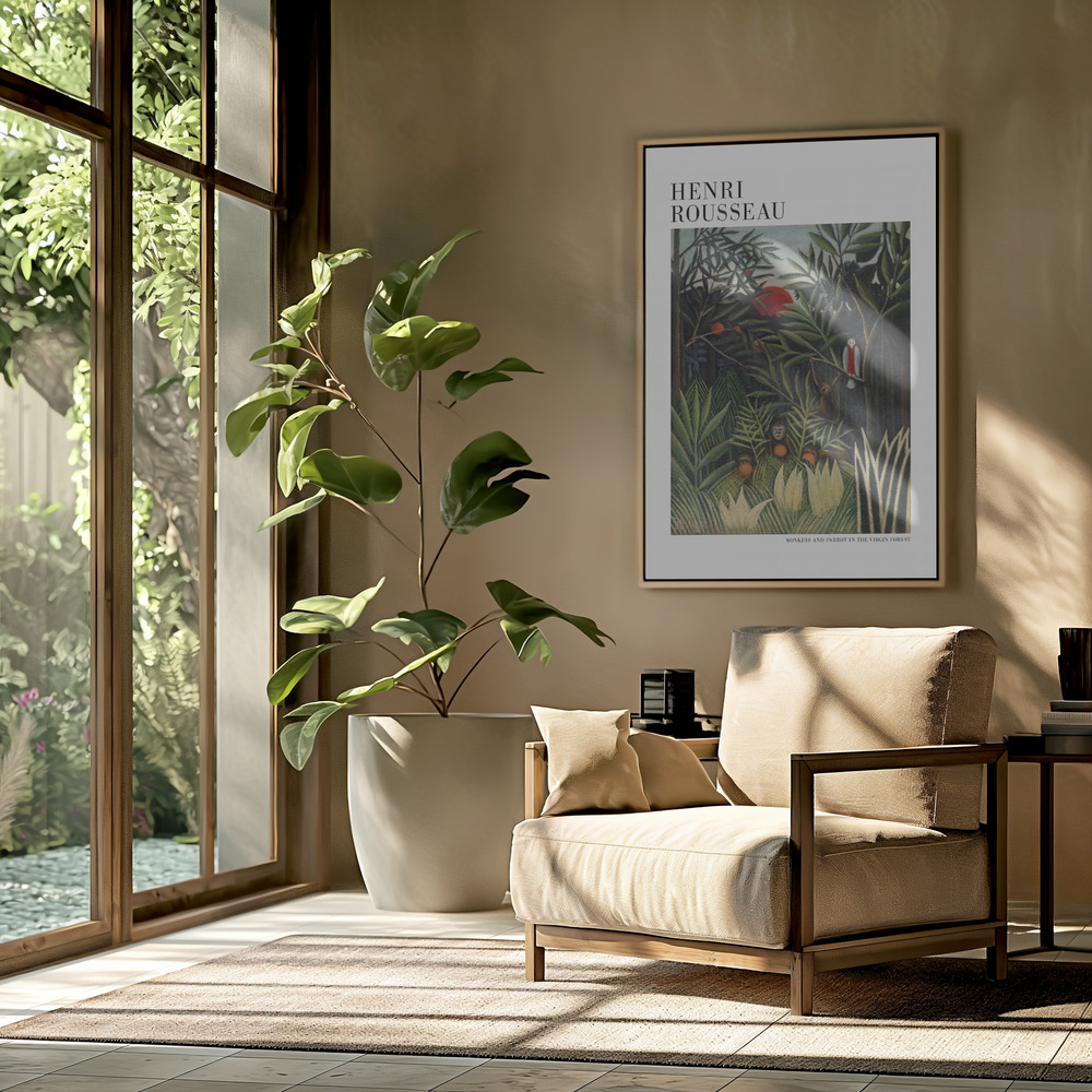 Toile - Monkeys And Parrot In The Virgin Forest dans le salon