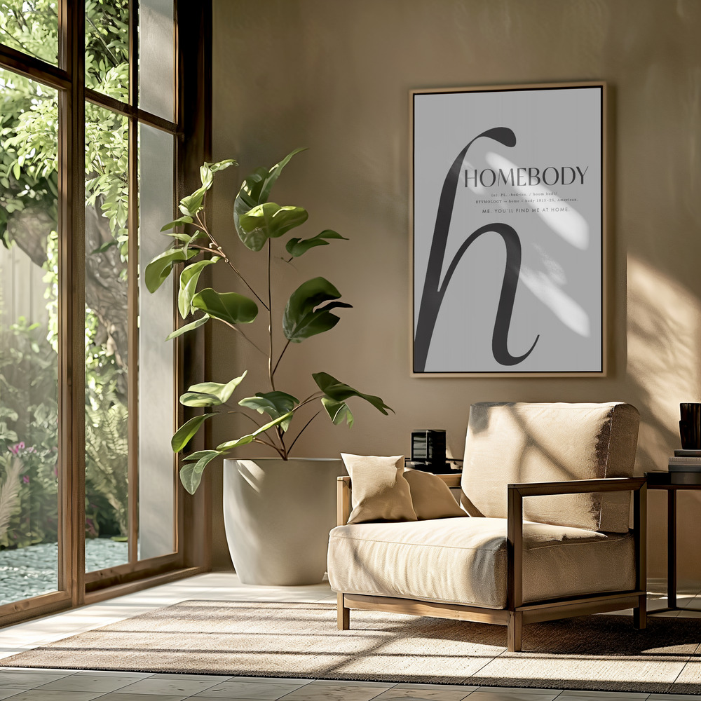 Canvas schilderi - Homebody definition in de woonkamer