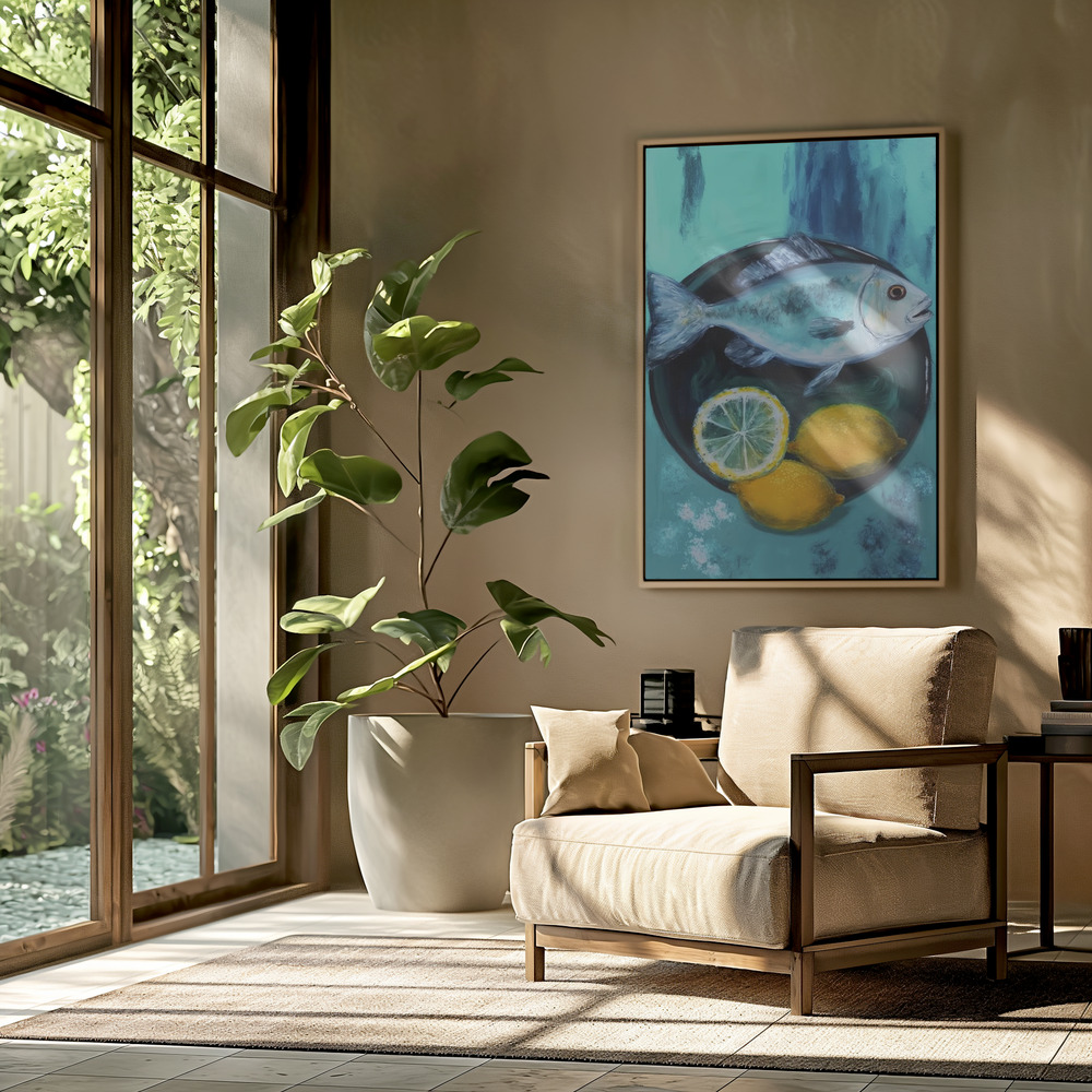 Canvas schilderi - A Fishplate in de woonkamer