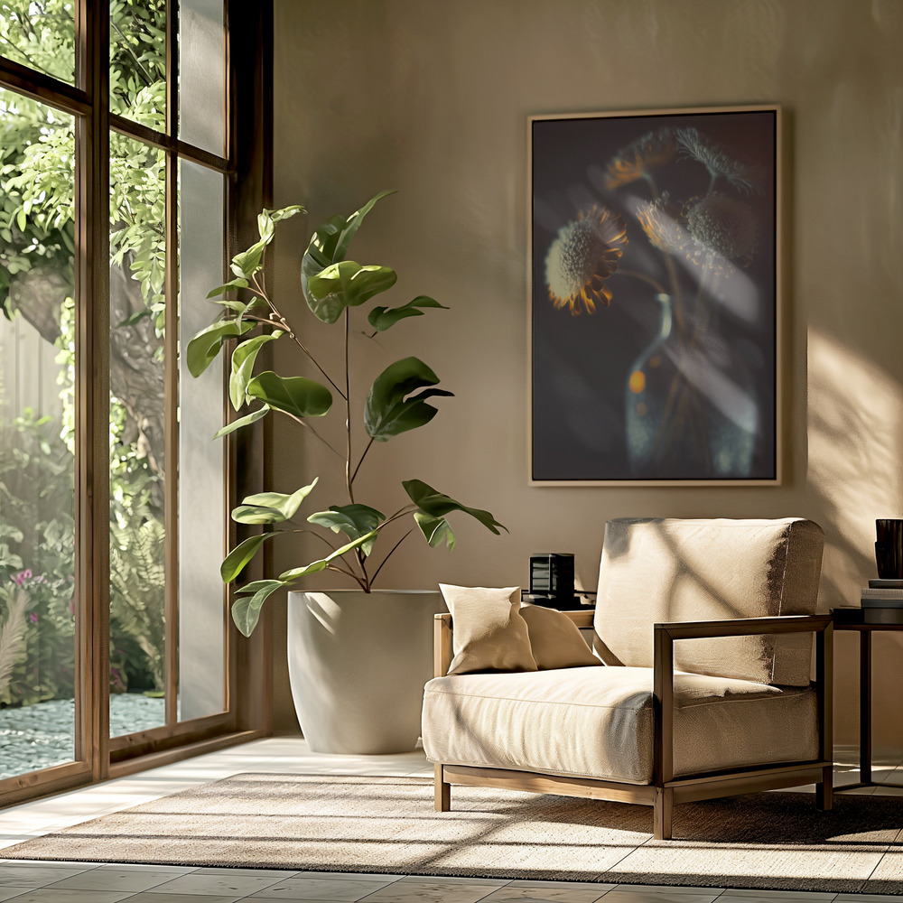 Canvas schilderi - Flowers In Low Light in the livingroom