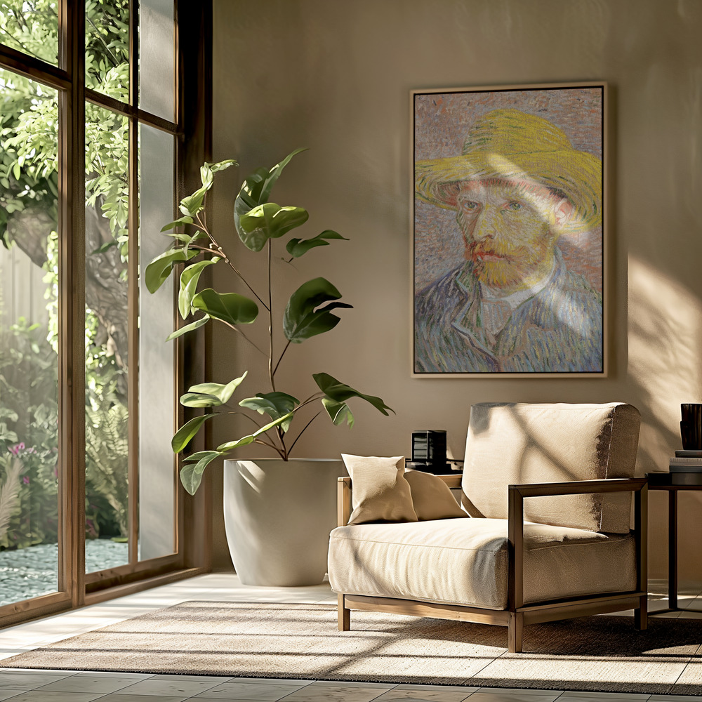 Toile - Self Portrait With Straw Hat dans le salon