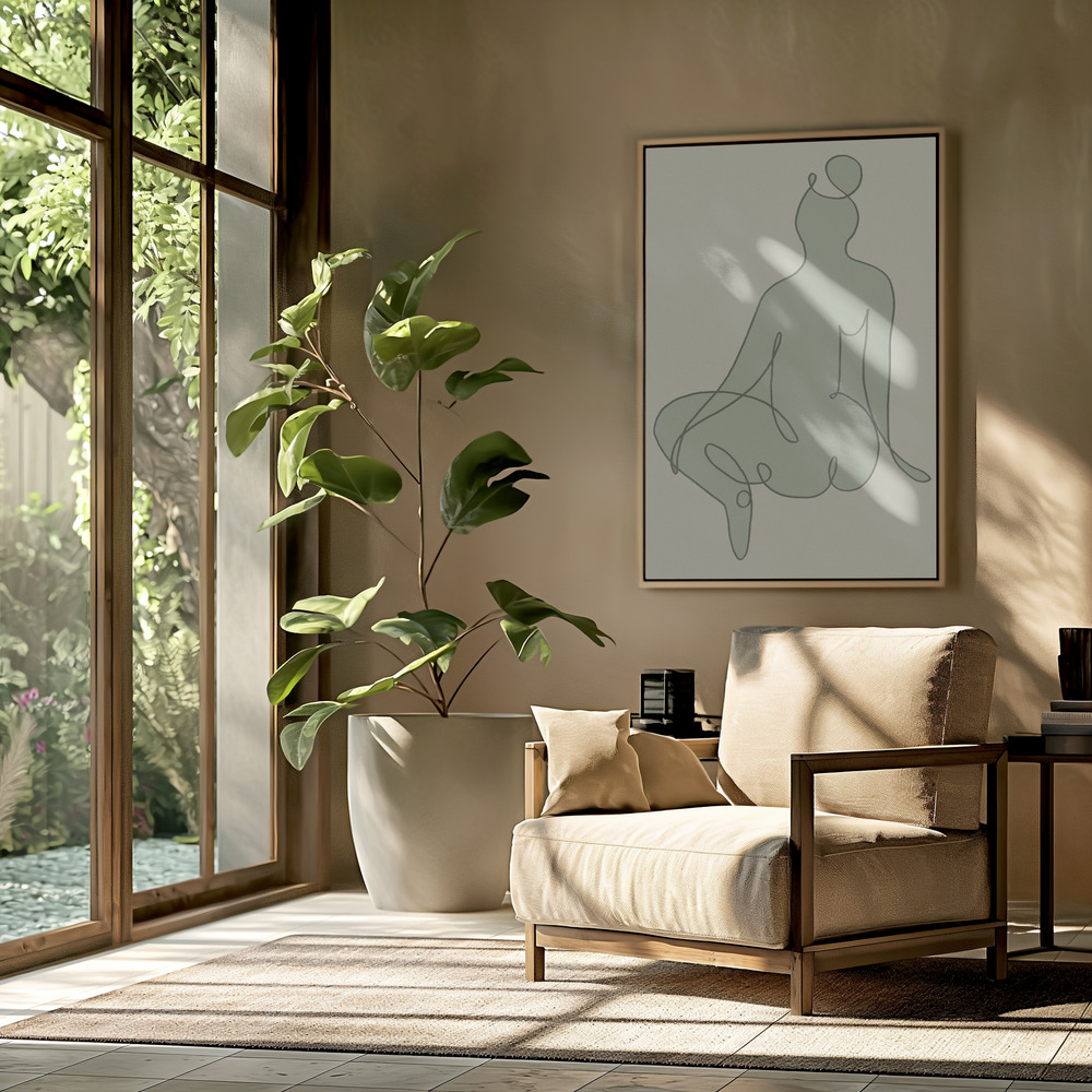Canvas schilderi - Sitting Down Green in de woonkamer