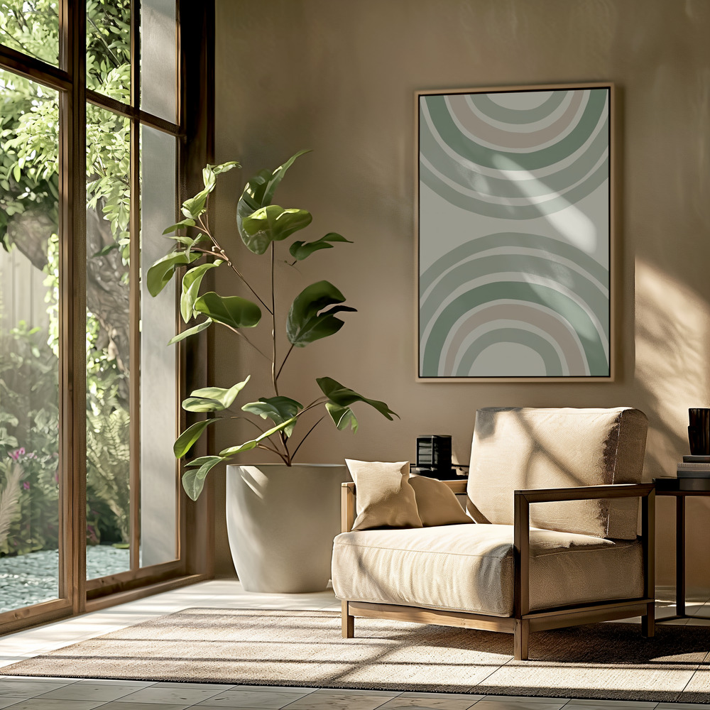 Canvas schilderi - Green Rainbow in de woonkamer