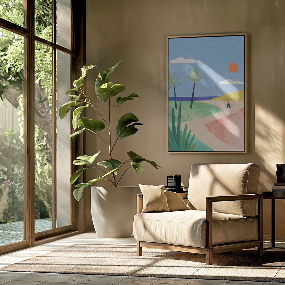 Canvas schilderi - Beach Girl in de woonkamer