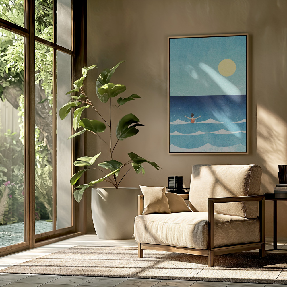 Canvas schilderi - Sea Swim ii in de woonkamer