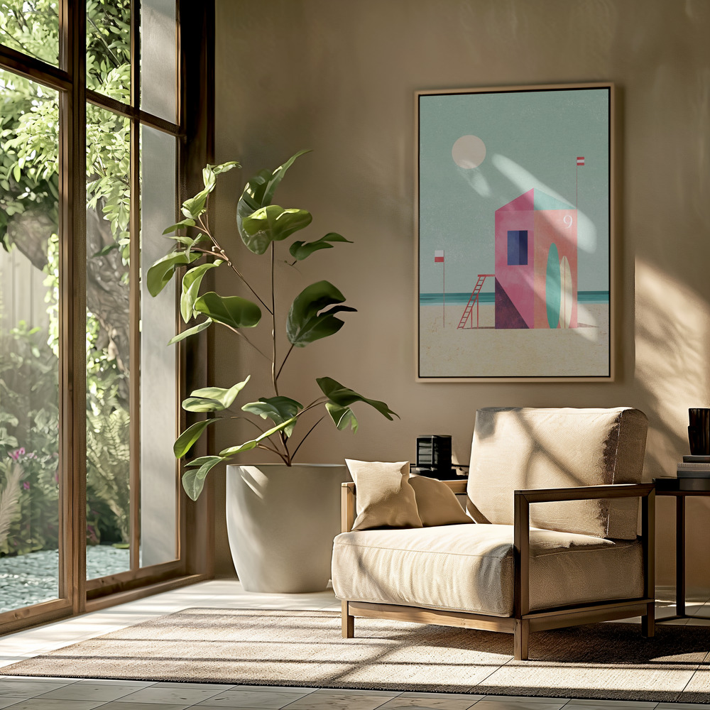 Canvas schilderi - Surf Hut in de woonkamer