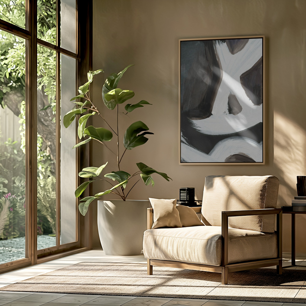 Canvas schilderi - Connected No2 in de woonkamer
