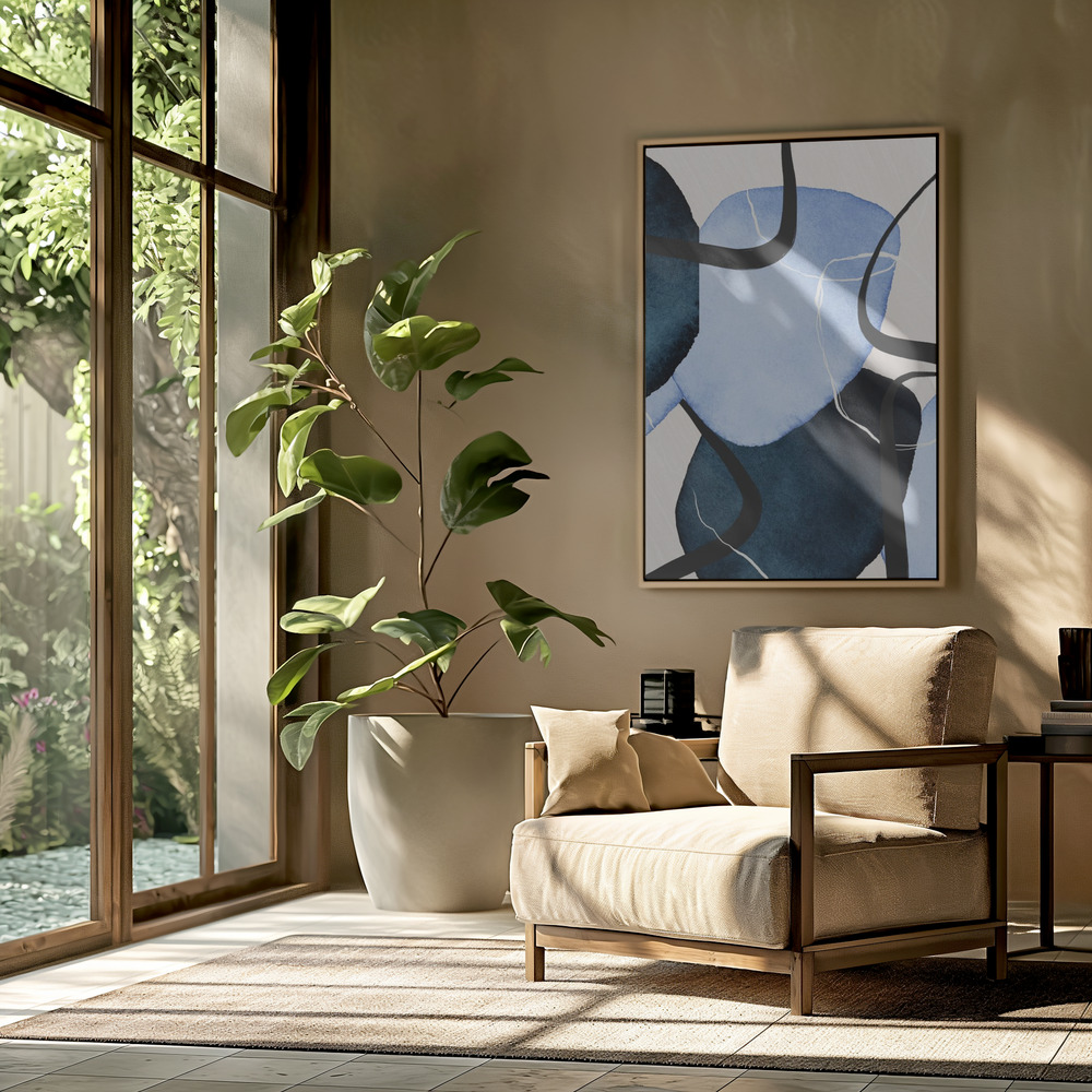 Canvas schilderi - Shapley Blue-2 in de woonkamer