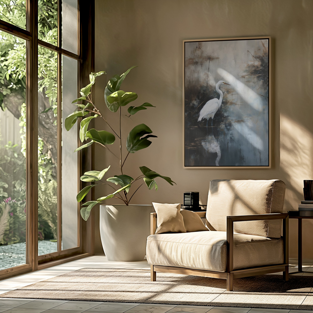 Toile - Egret in Lake dans le salon