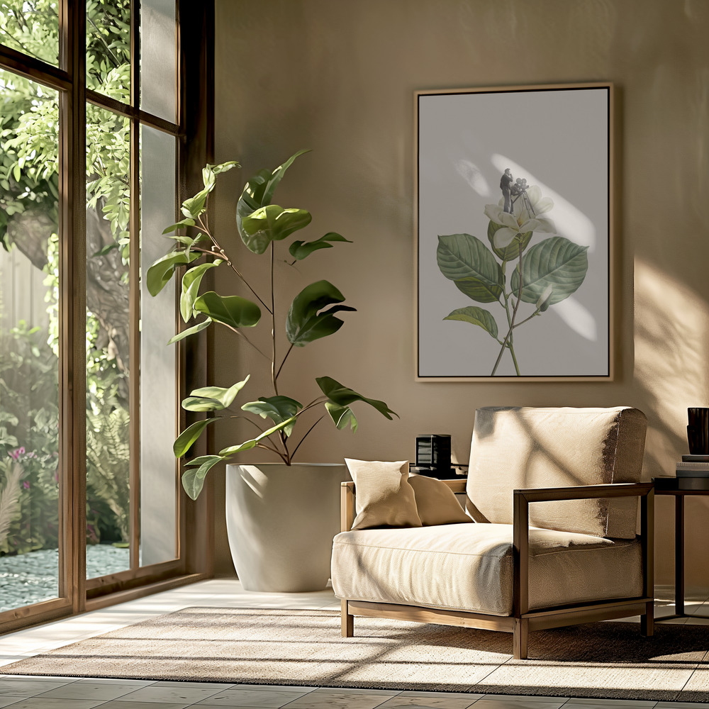 Canvas schilderi - Botanical vintage cameraman in de woonkamer