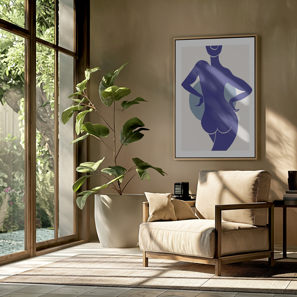 Canvas print - Femme Bleu in the livingroom