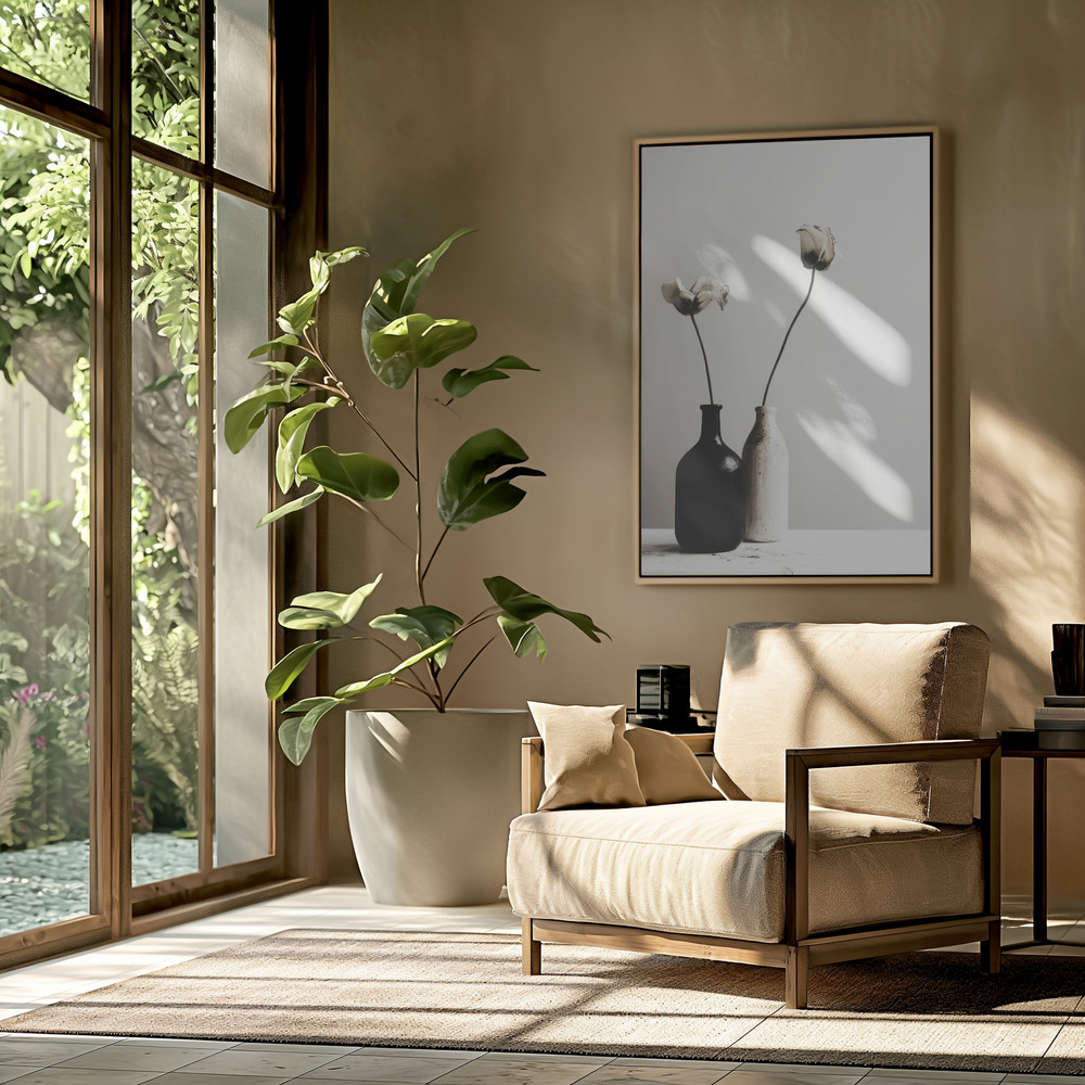 Toile - Black And White Vase No 2 dans le salon