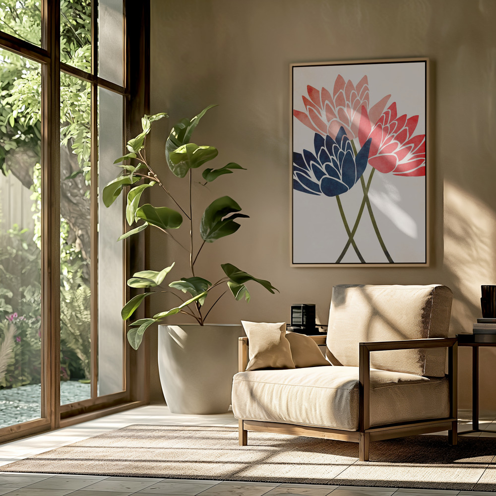 Canvas schilderi - Three Dancing Blossoms in de woonkamer