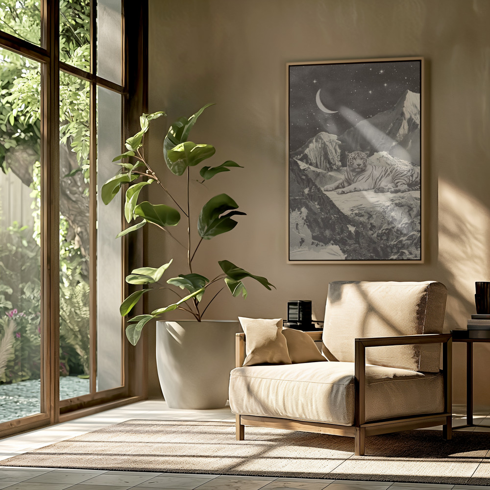 Toile - Giant White Tiger dans le salon