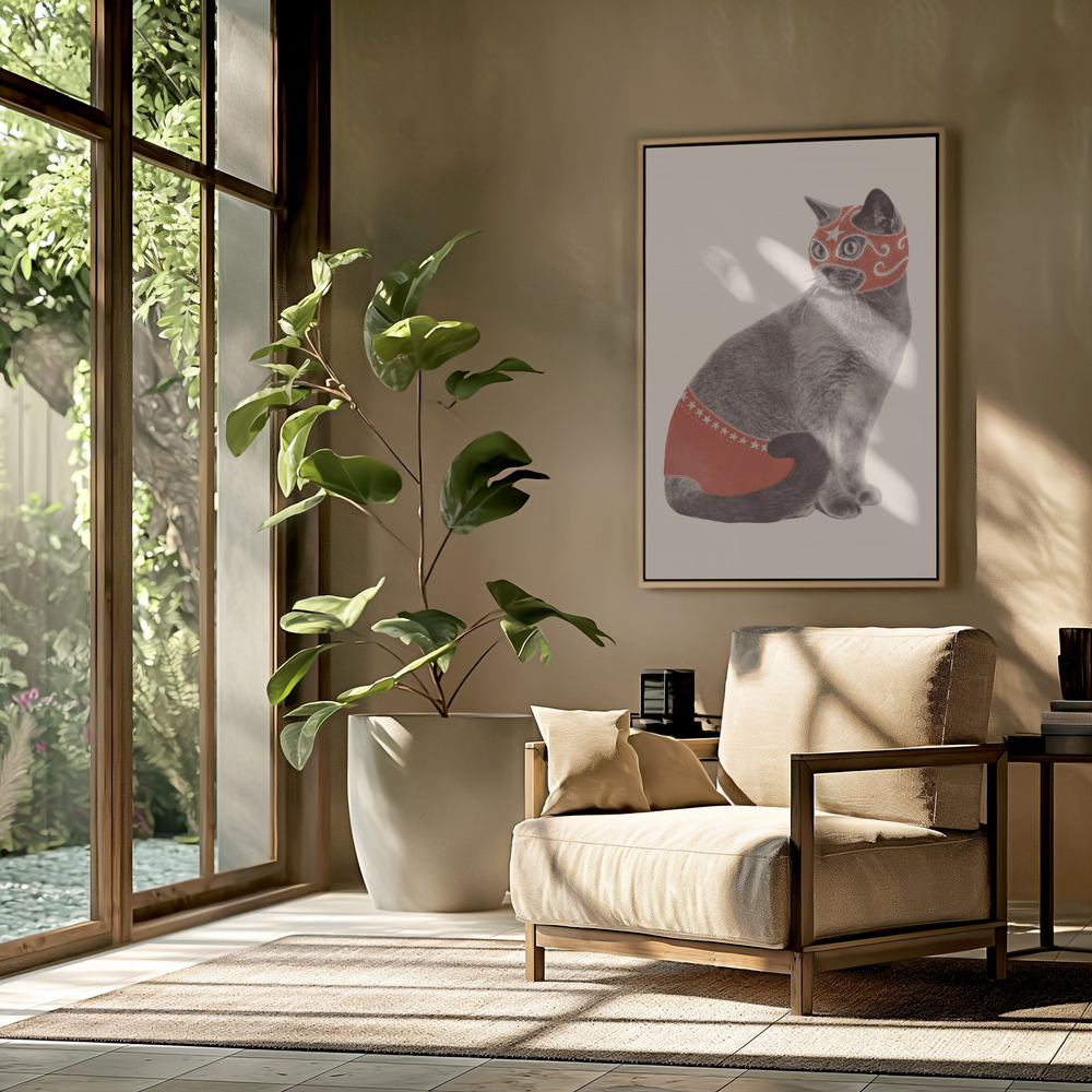 Toile - Chat Catcheur dans le salon