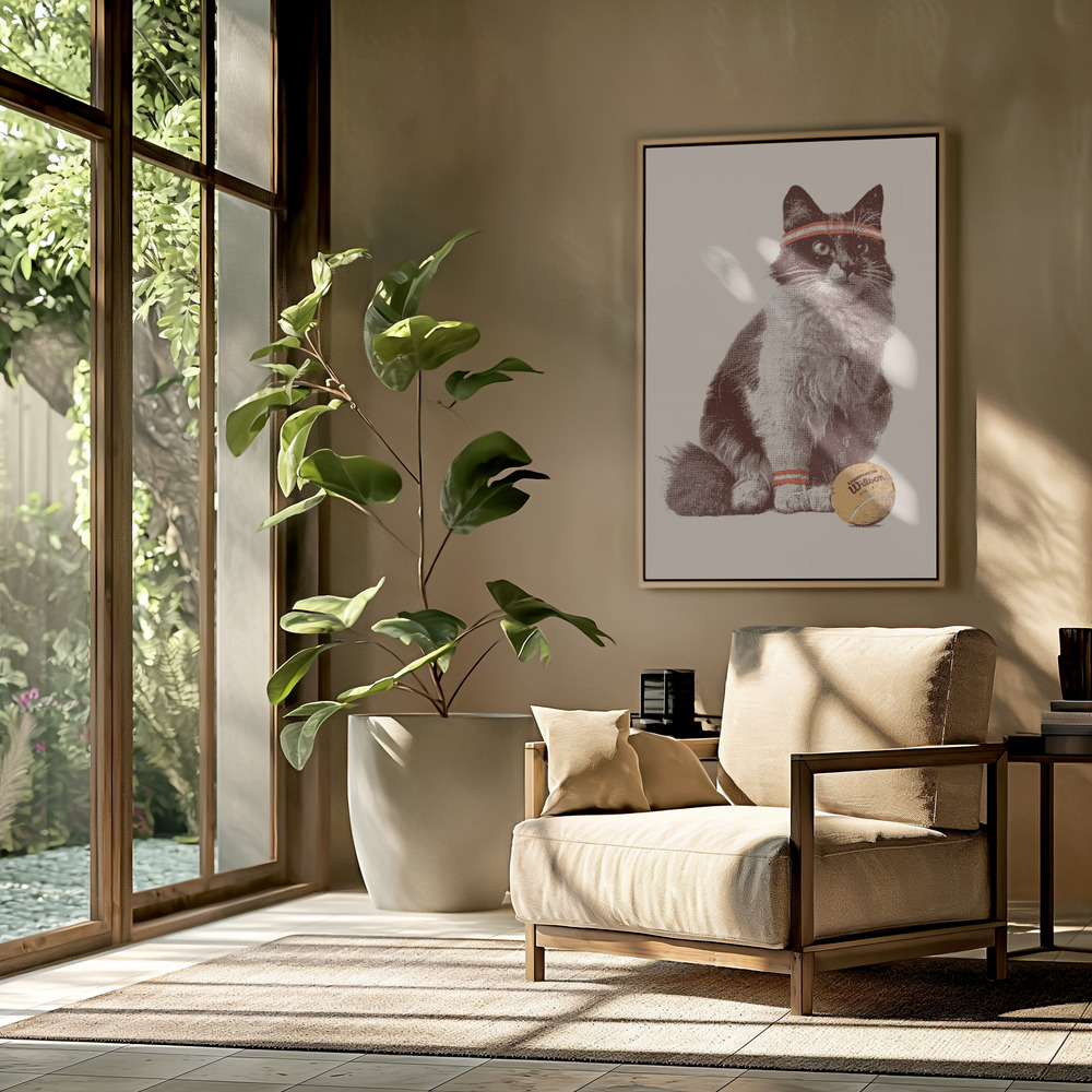 Toile - Chat Tennis dans le salon