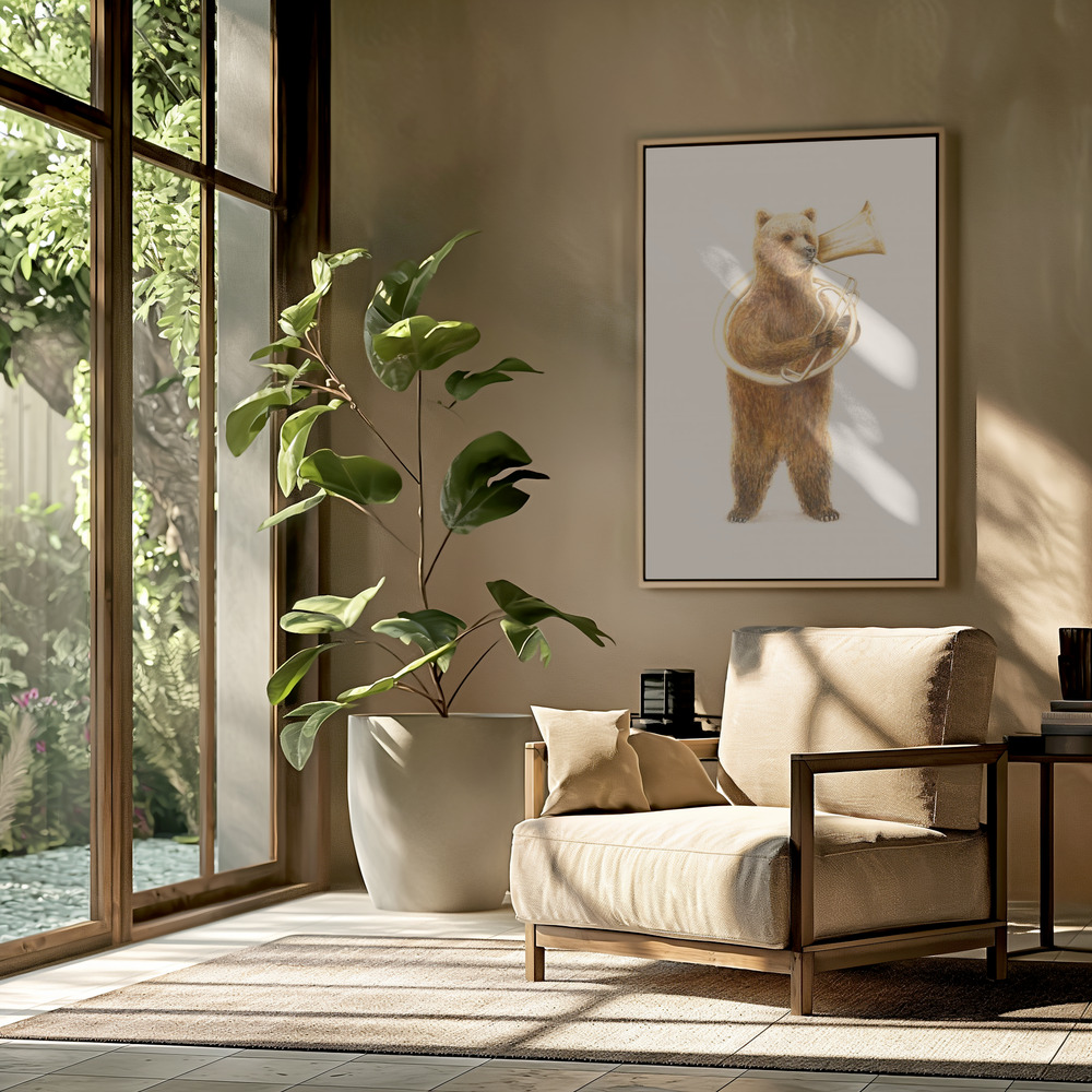 Canvas schilderi - The Bear and His Helicon in de woonkamer