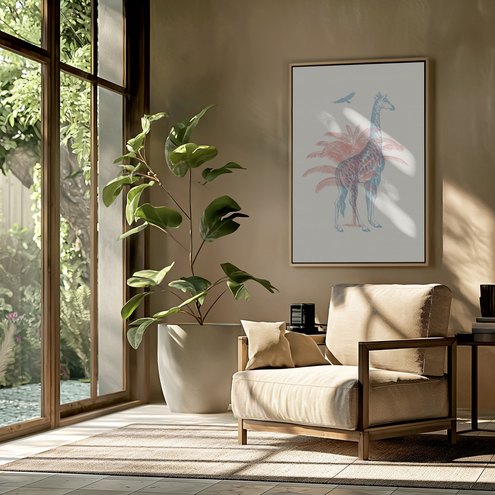 Toile - Giraffe dans le salon