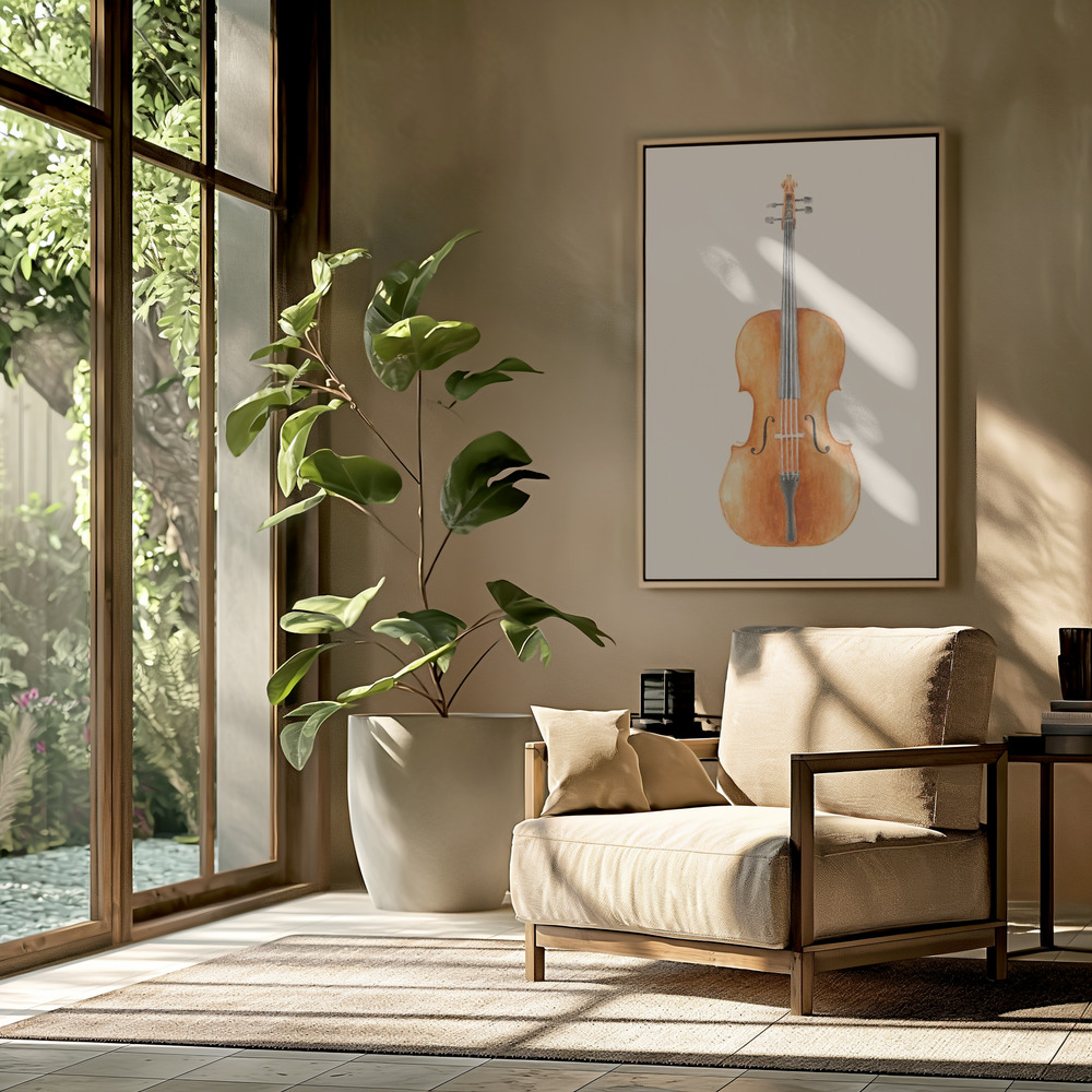 Canvas schilderi - Cello in de woonkamer