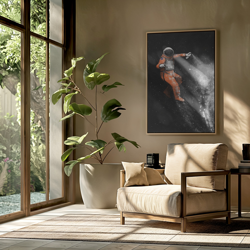 Canvas print - Astronaut in the livingroom
