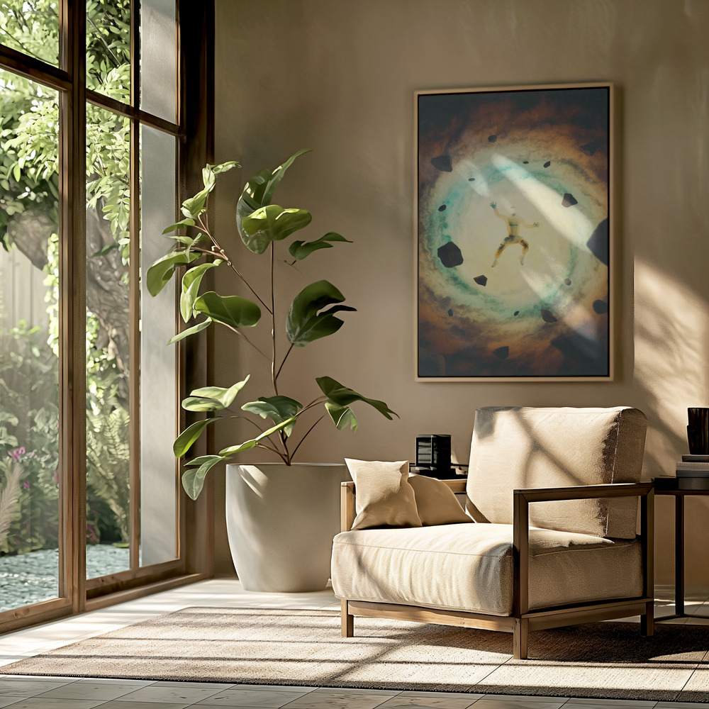 Canvas schilderi - Falling Behind in de woonkamer