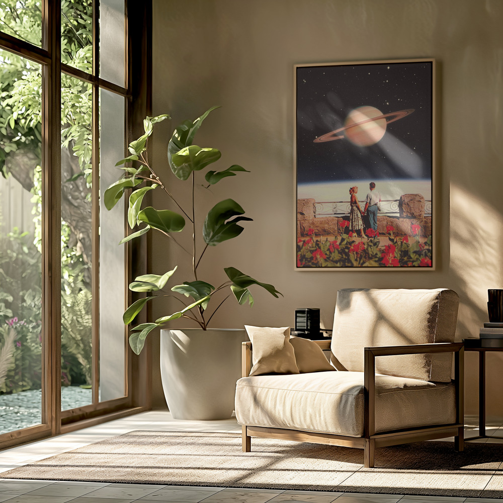 Canvas schilderi - Lovers In Space in de woonkamer